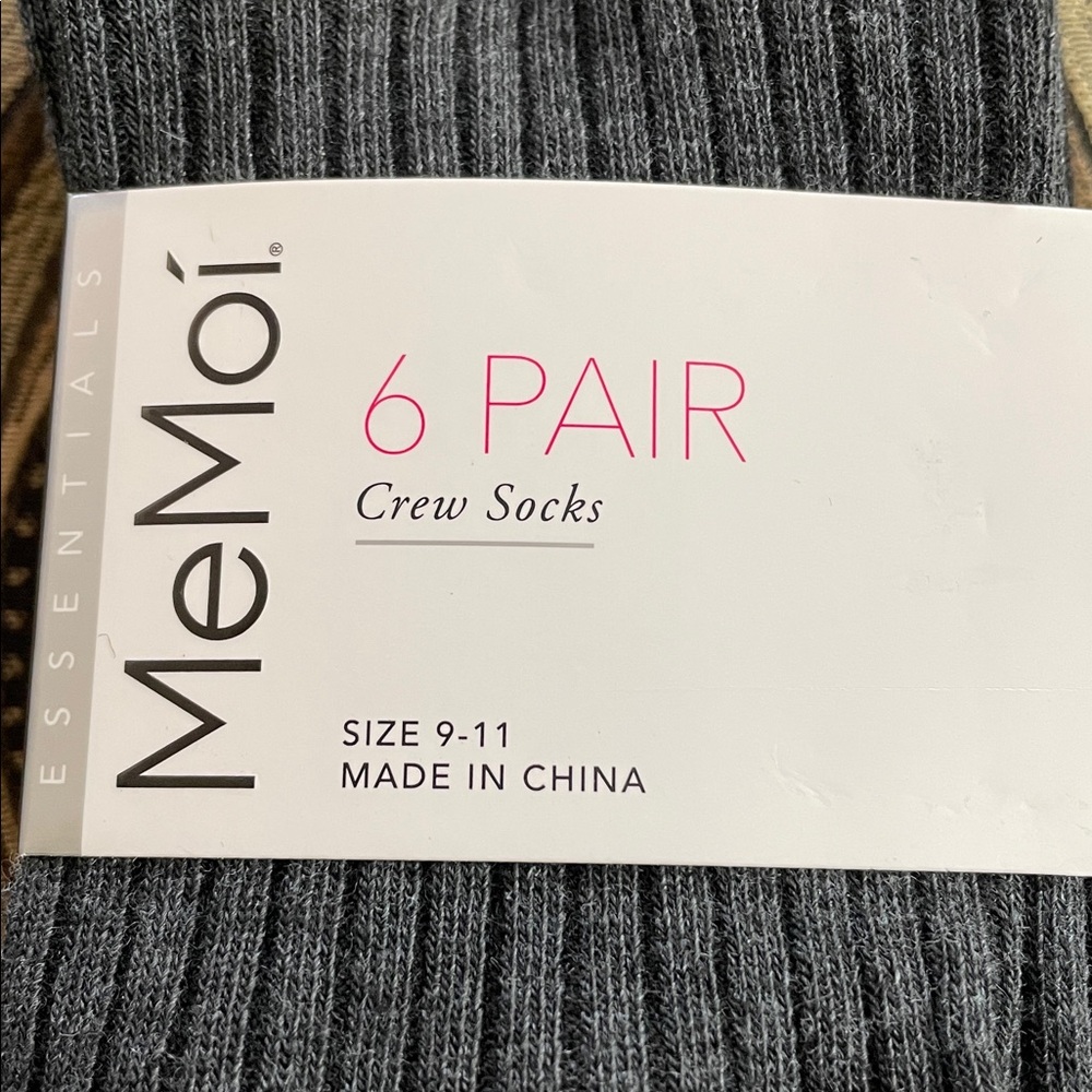 MeMoi Essentials 6 pairs of black and grey crew socks. - Picture 2 of 7